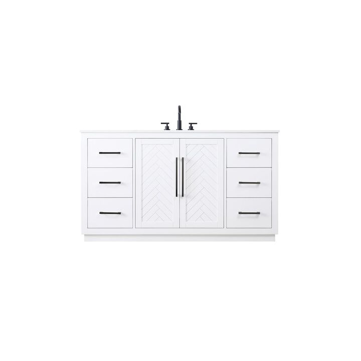 Elegant Kitchen and Bath 60 inch Single Bathroom Vanity in White