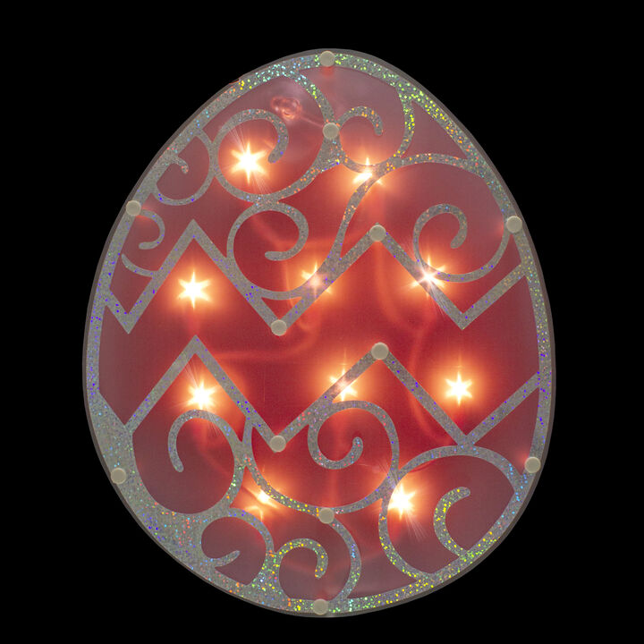 12" Lighted Pink Easter Egg Window Silhouette Decoration