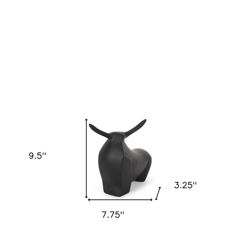 HomeRoots 8" Black Aluminum Bull Tabletop Sculpture image number 3