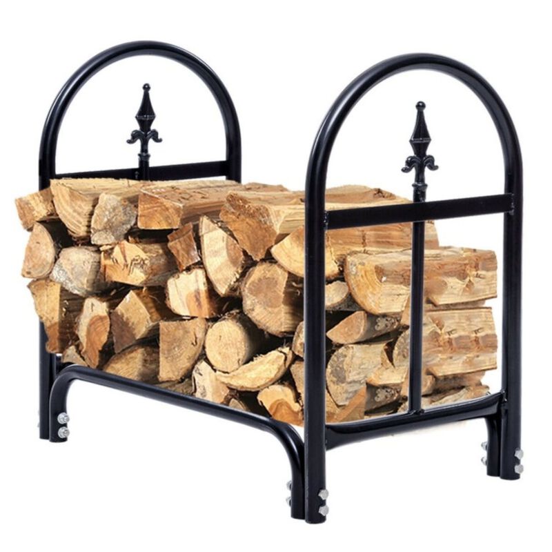 Hivvago 2 Ft. Small Indoor/Outdoor Heavy Duty Steel Firewood Storage Holder