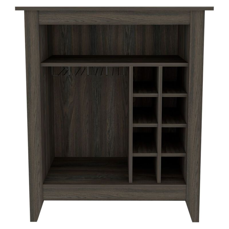 Essential Bar Cabinet, One Open Shelf, Six Built-in Wine Rack, One Drawer -Light Gray