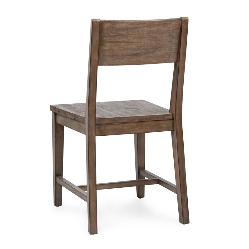 Lio 18 Inch Dining Chair Set of 2, Armless Open Style, Brown Pine Wood - Benzara