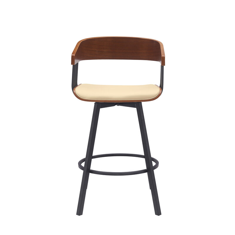 HomeRoots Faux Leather and Metal Counter Stool with Full Back and Armrests image number 0