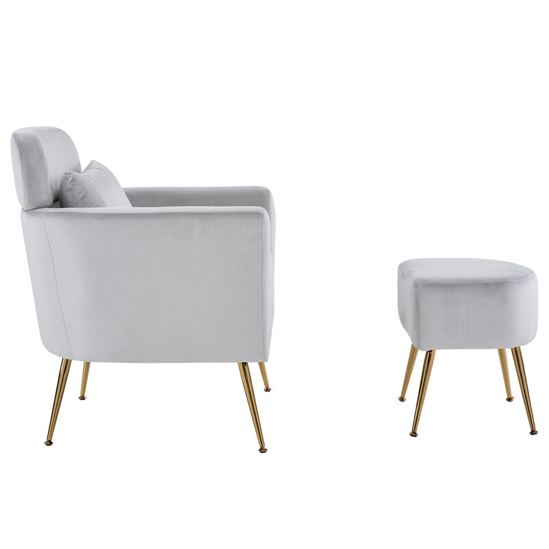 Single Leisure Chair with Footrest & Pedals Cozy Flannelette Upholstered Indoor Lounge Chair