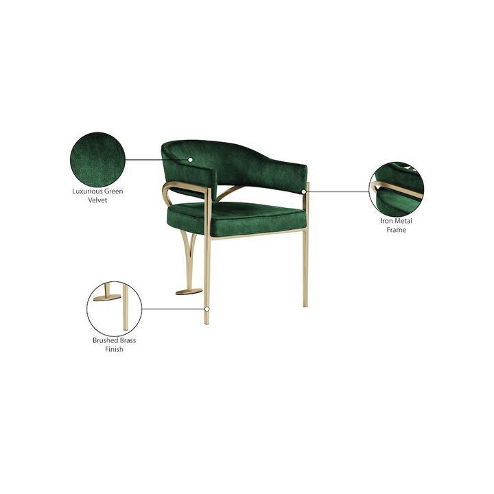 Meridian Furniture Madelyn Green Velvet Dining Chair, Set of 2