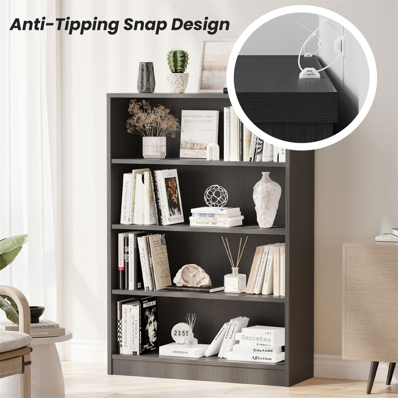 Modern Wood 4 Shelf Office Bookcase Bookshelf for Living Room image number 3