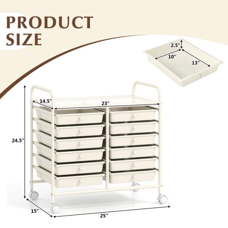 Hivvago 12 Drawers Rolling Storage Cart for Home and Office
