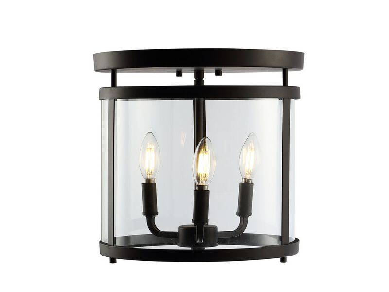Ciel 3-Light Metal/Glass Rustic Vintage LED Flush Mount