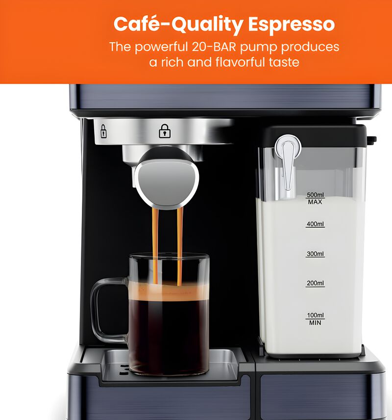 Chefman 6-in-1 Espresso Machine with Steamer, Automatic One-Touch Coffee Maker, Single or Double Shot Cappuccino Machine, Latte Maker, Espresso Maker with Milk Frother, Black image number 2