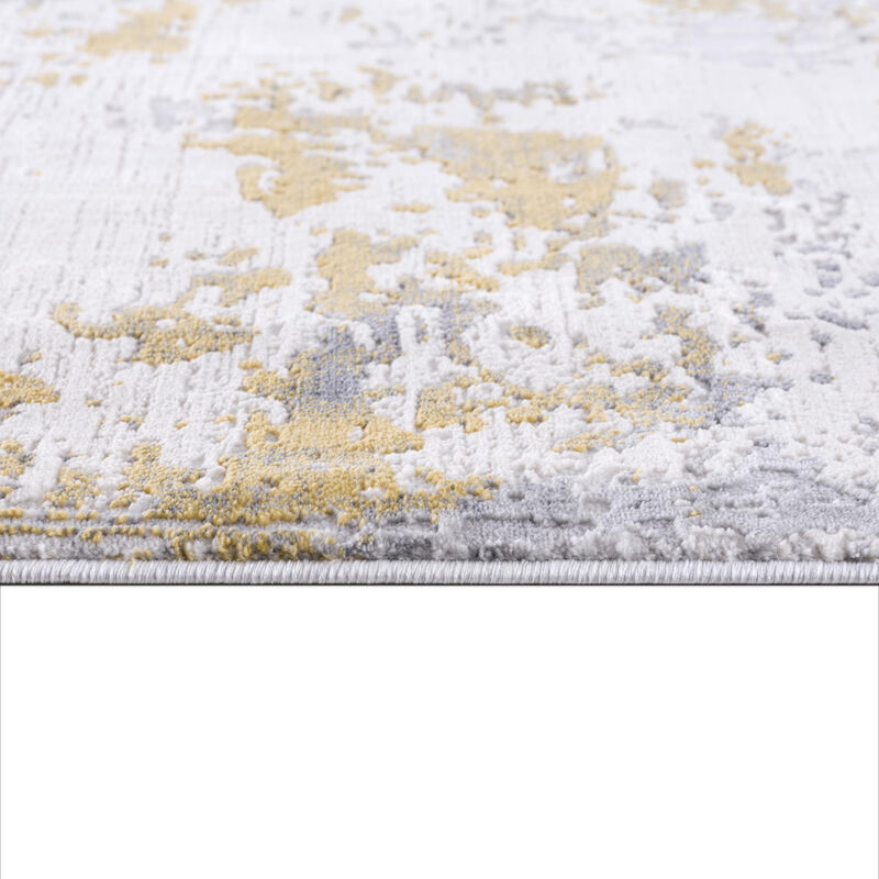 5 X 8 Gold And Gray Abstract Area Rug