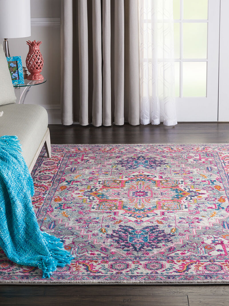 Passion PSN20 Light Gray/Pink 5' x Round Rug image number 6