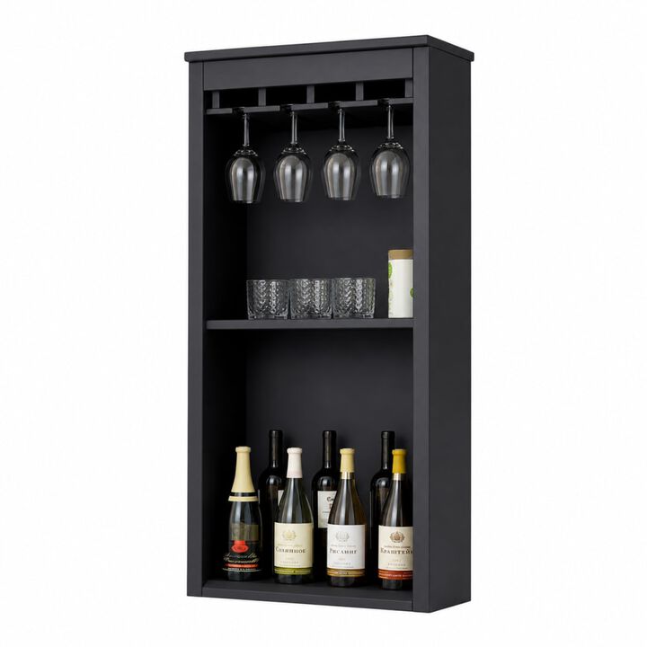 ELEMENT ACE Modular Wine Bar Cabinet with Storage Shelves Multi-Use Buffet Cabinet with Hutch for Dining Living Room and Home Office