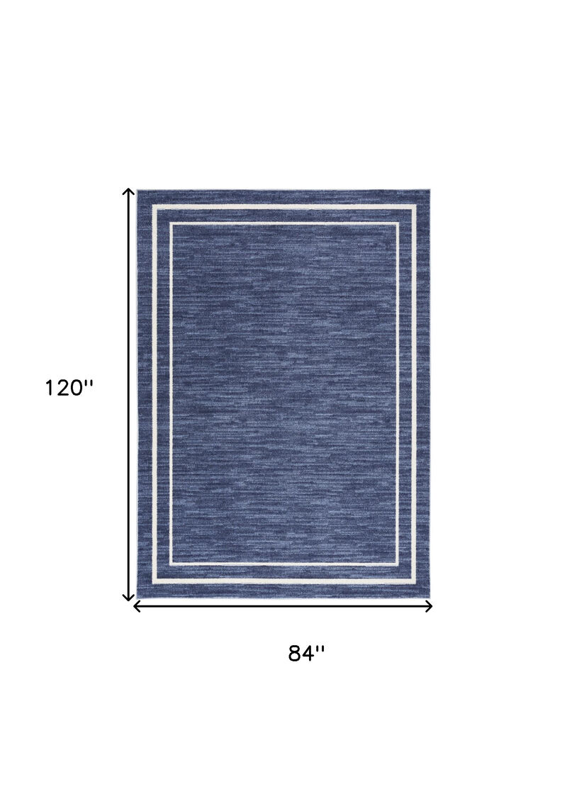 HomeRoots 7' X 10' Navy Blue And Ivory Indoor Outdoor Area Rug image number 5
