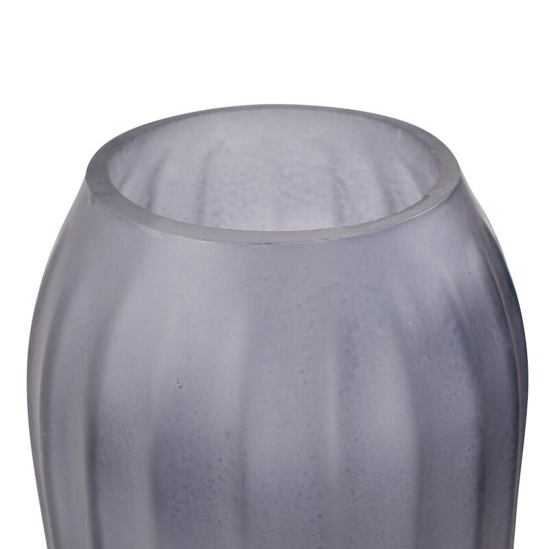 Howard Elliott Cool Ice Blue Ribbed Cylindrical Vessel image number 1