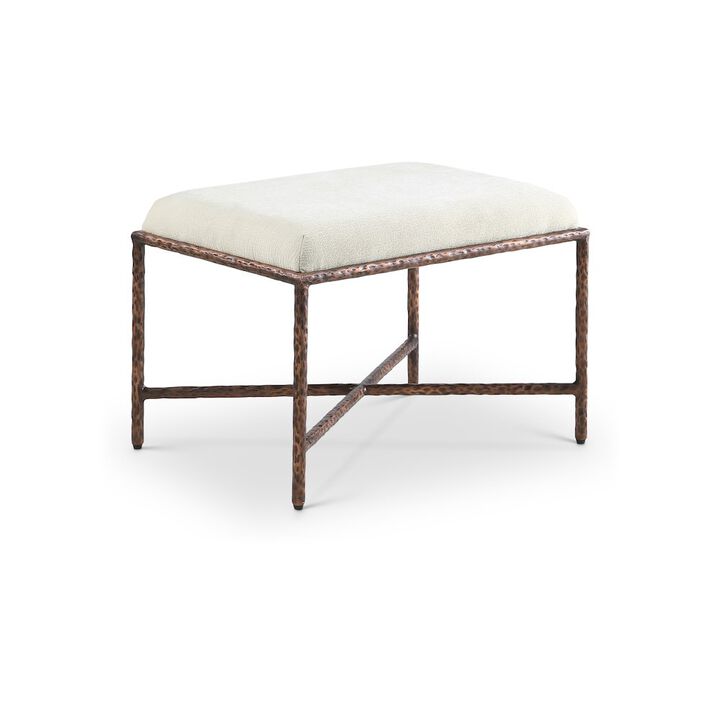 Meridian Furniture Valley Cream Chenille Fabric Bench