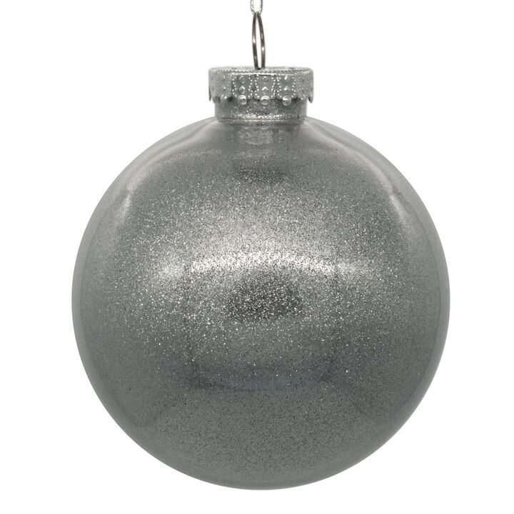 Vickerman 6" Clear Ball Christmas Ornament with Silver Glitter Interior. This Item Comes with 4 Ornaments per Unit.