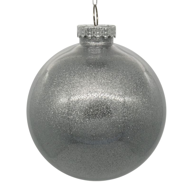 Vickerman 6" Clear Ball Christmas Ornament with Silver Glitter Interior. This Item Comes with 4 Ornaments per Unit. image number 0