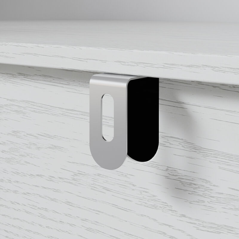 FUFU&GAGA 5-Drawer Storage Cabinet, White Wood Grain PB Board with Black Horizontal Handles, Modern Dresser for Bedroom & Living Room (31.5 in. W x 15.7 in. D x 46.5 in. H)