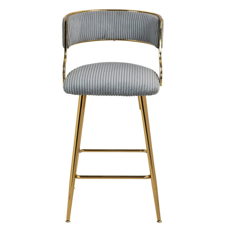 Streamdale Corduroy Counter Bar Stools (Grey), Set of 2