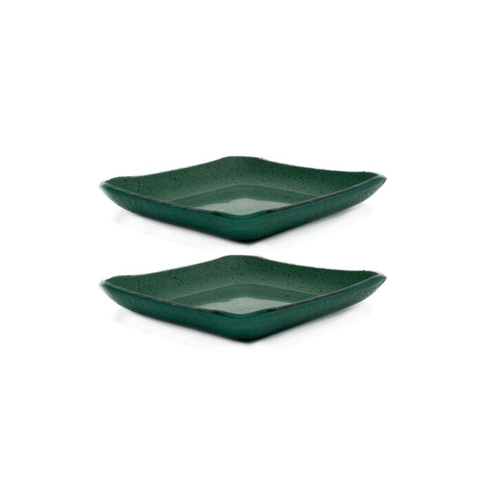 Glass Dinnerware 5.75" x 5.75" Square Agave Glass Plate (Set of 2)