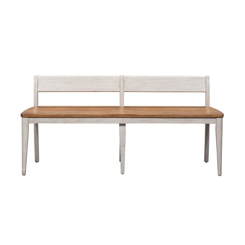 Liberty Furniture Farmhouse Reimagined Bench (RTA) in Antique White w/ Chestnut Top image number 0