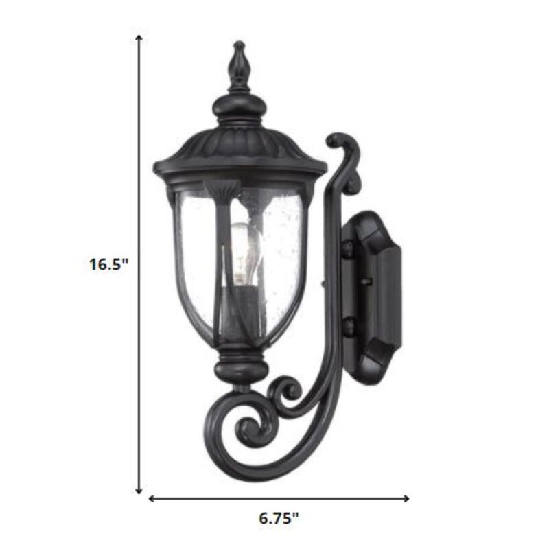 Hivvago Matte Black Cast Aluminum Glass Lantern Wall Light