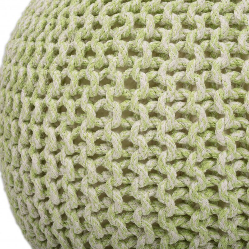 Handwoven Wool Pouf Ottoman &ndash; Round Upholstered Accent for Living Room