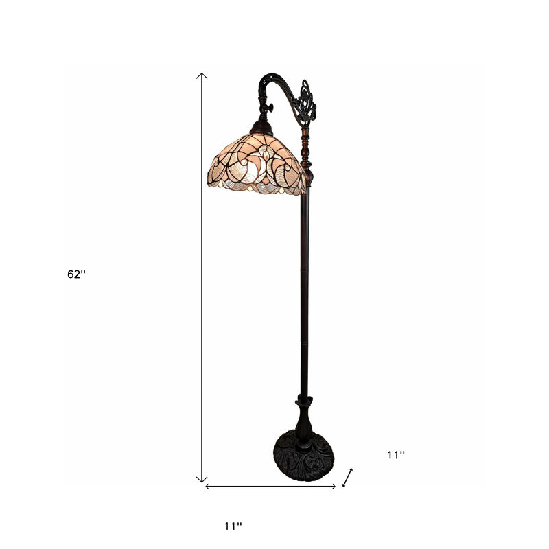 Hivvago 62" Brown And White Floor Lamp With White Glass Bowl Shade