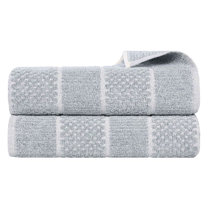 2-Piece Cotton Blend Bath Sheet Set &ndash; Textured Checkered & Ribbed Towels