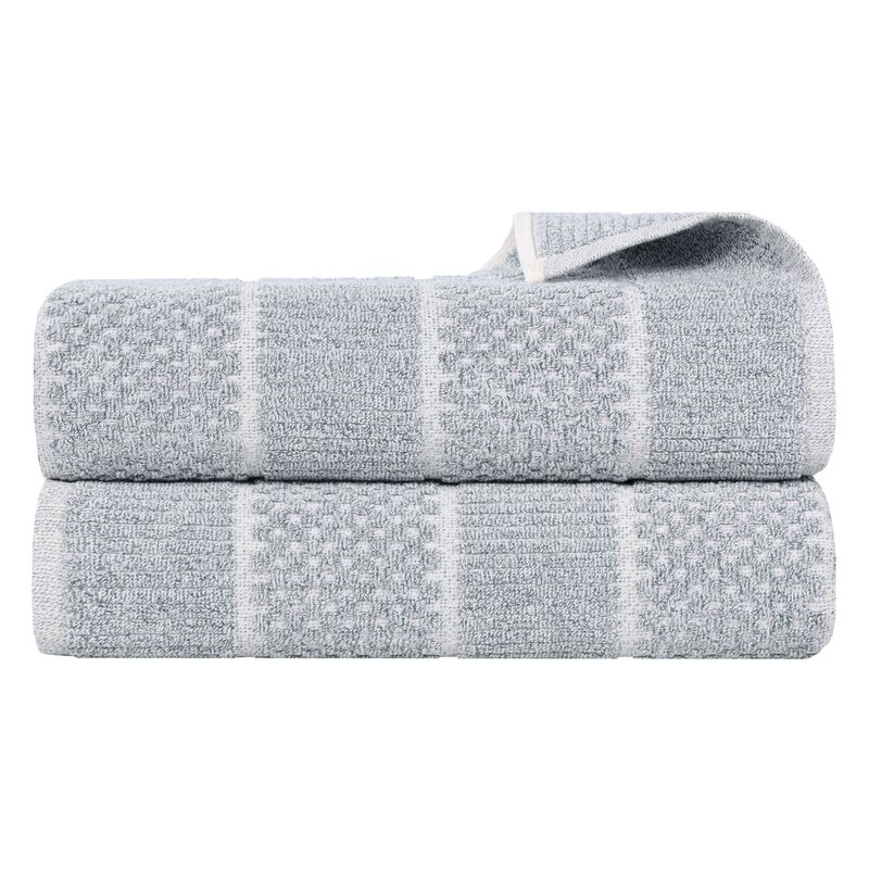 2-Piece Cotton Blend Bath Sheet Set &ndash; Textured Checkered & Ribbed Towels image number 0