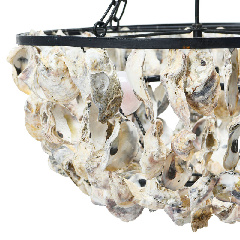 Metal and Draped Oyster Shell Chandelier, Multicolor image number 4