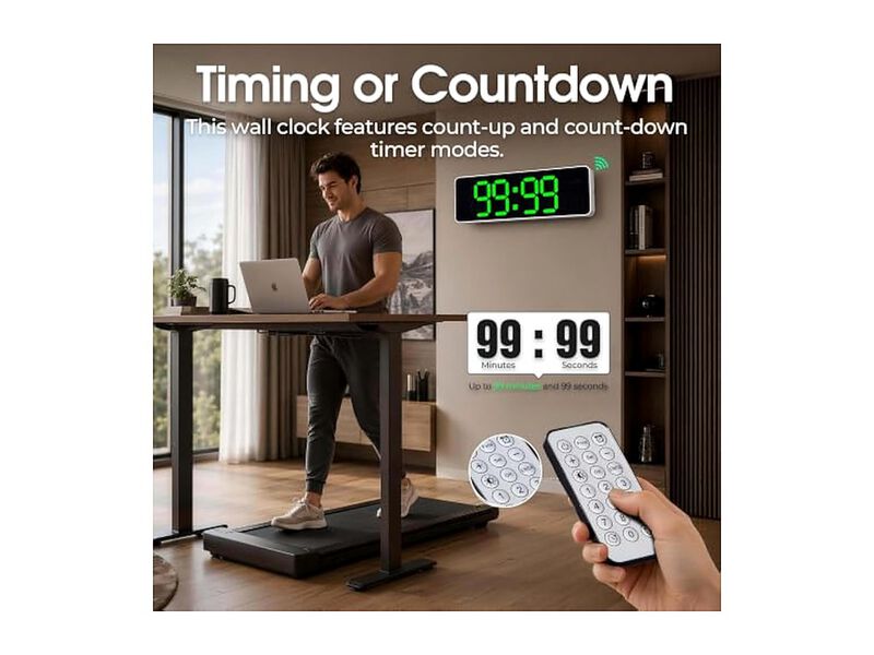 Digital LED Display Remote Control Date Wall Clock 11 Inch Blue Office Decor image number 3