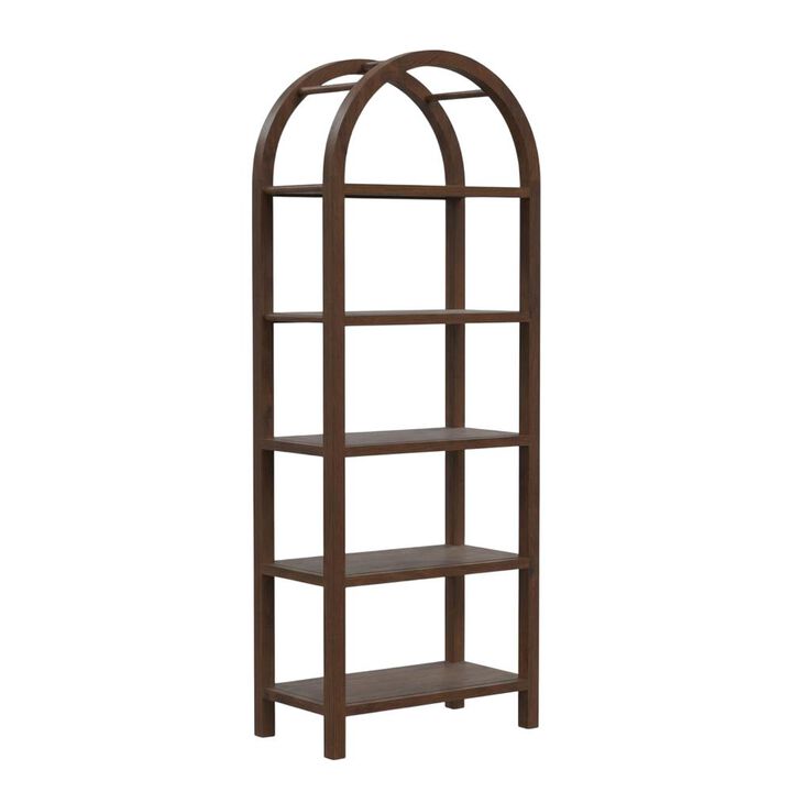 Butler Specialty Hanover Arched 5 Tier  Etagere Bookcase, Medium Brown