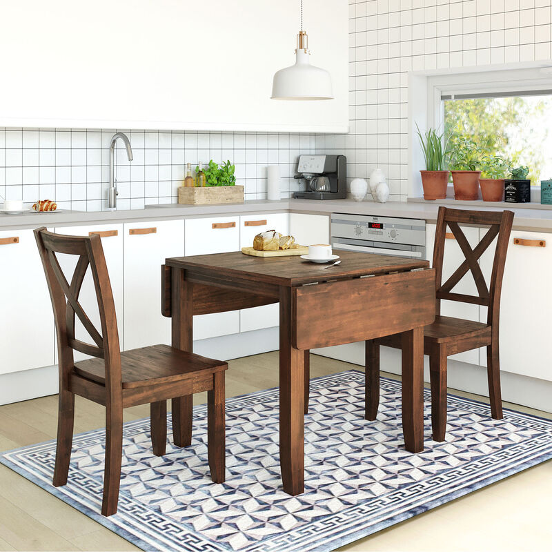 Merax 3-Piece Wood Drop Leaf Extendable Dining Table Set