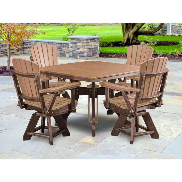American Furniture Classics Dining Height Square Table in Cedar with a Tudor Brown Base