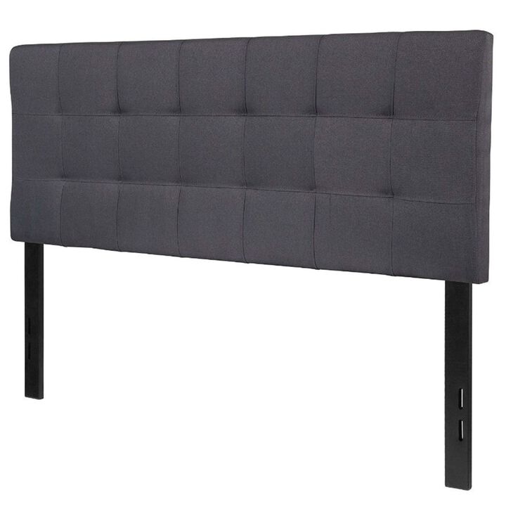 QuikFurn Full size Dark Grey Fabric Linen Upholstered Panel Headboard