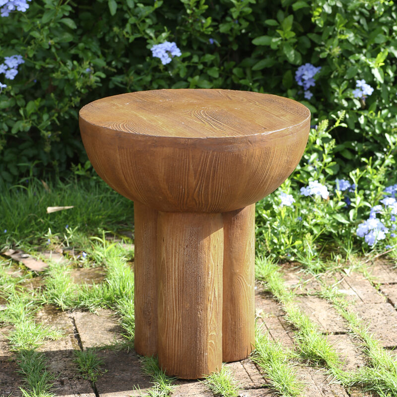 Christopher Knight Home Gorou Rustic Outdoor Three-Legged Lightweight Concrete Side Table image number 1