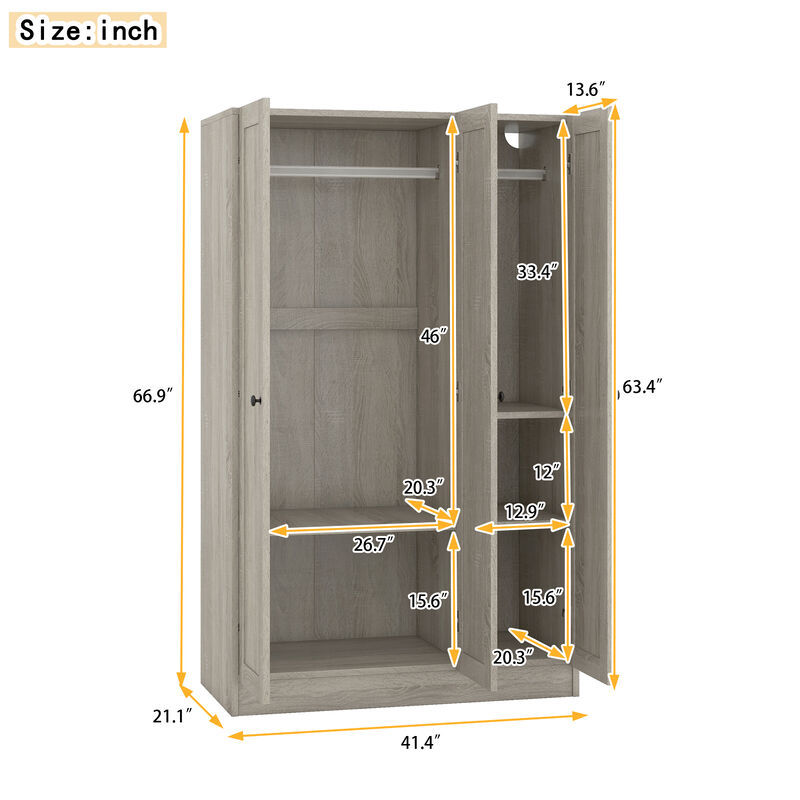Merax 3 Doors Wardrobe Armoire Closet