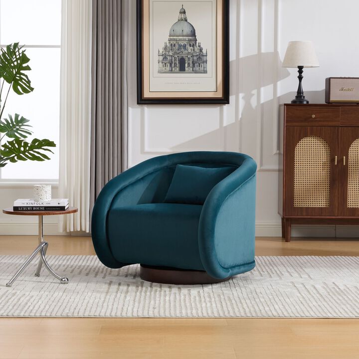 Envelor Luxury Boucle Velvet 360&deg; Swivel Barrel Accent Chair