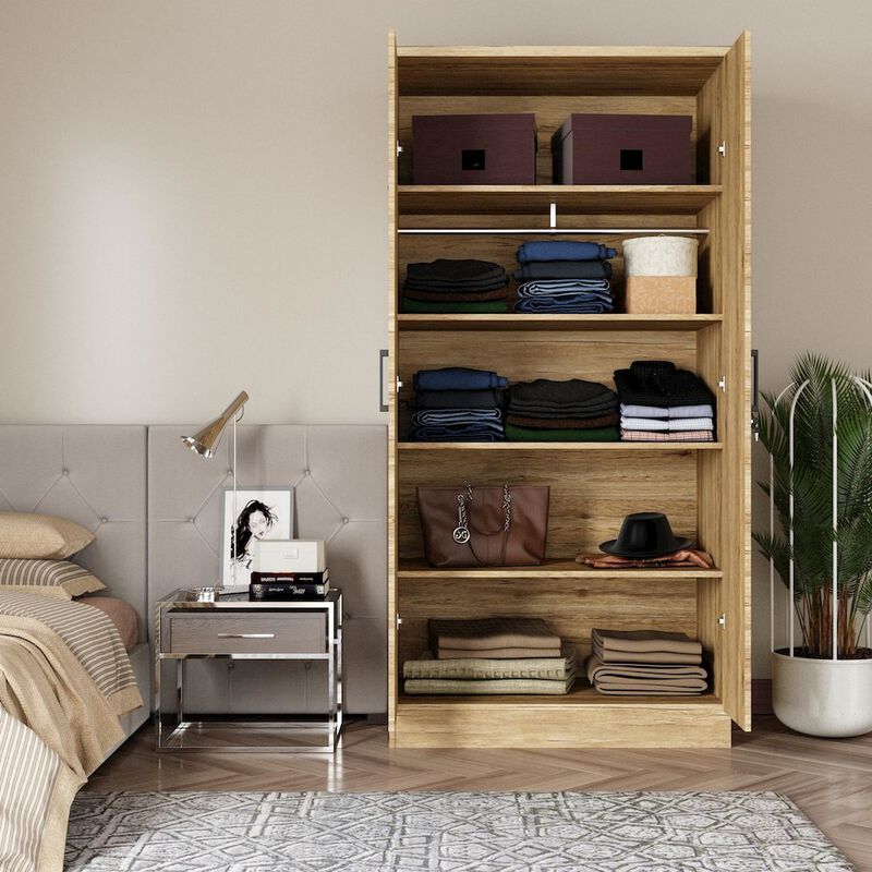 2 Doors Wardrobe with Shelves