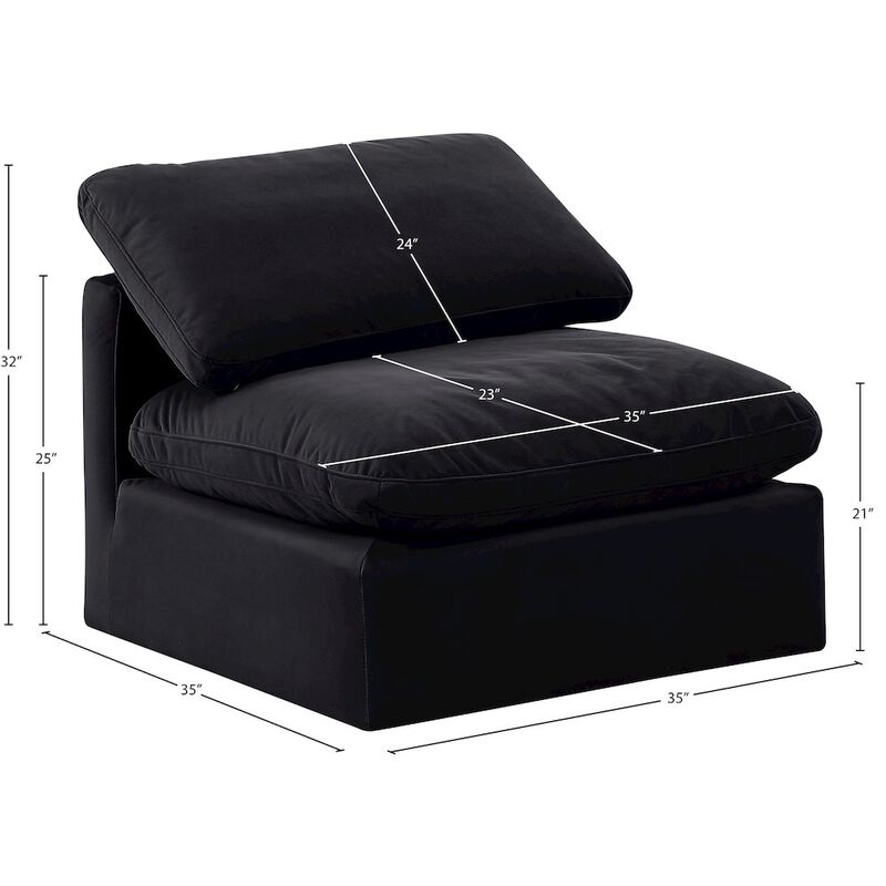 Meridian Furniture Indulge Black Velvet Armless Chair