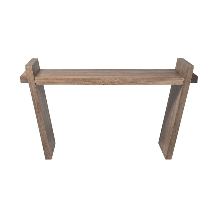 HomeRoots 60" Brown Solid Wood Slanted Base Console Table