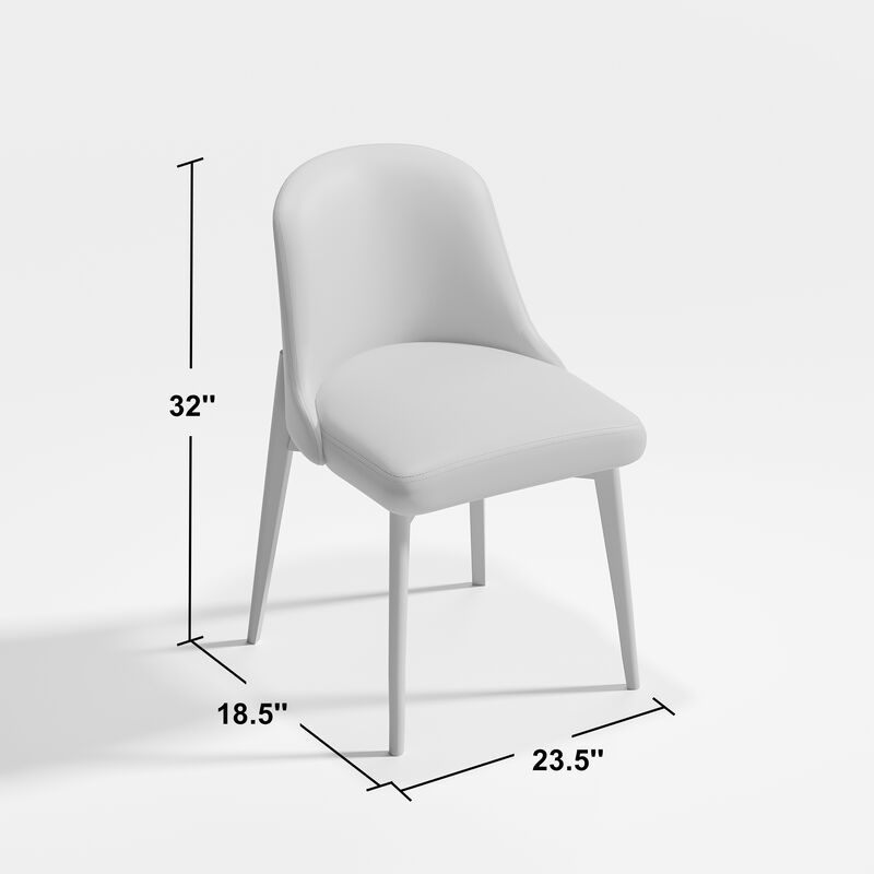 Drum Willin Upholstered Modern White Dining Chairs with Oak Leg (Set of 2)