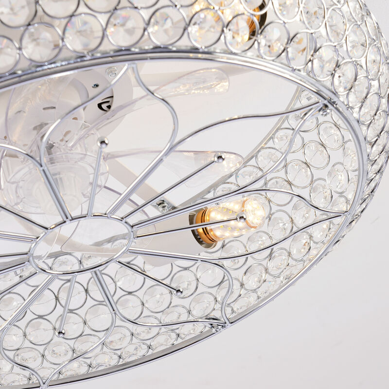 ELEMENT ACE Crystal Chandelier Ceiling Fan with Remote Control and Flush Mount Design for Quiet Airflow and Smart Home Integration image number 3