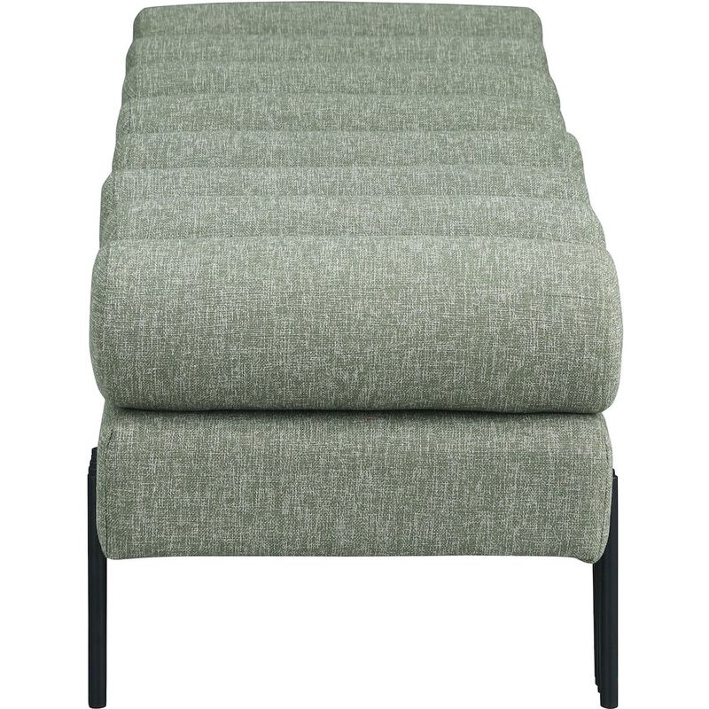 Meridian Furniture Akeela Green Linen Textured Fabric Bench