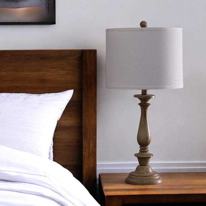 Hivvago 28" Rustic Taupe Cream Candlestick Table Lamp With White Shade
