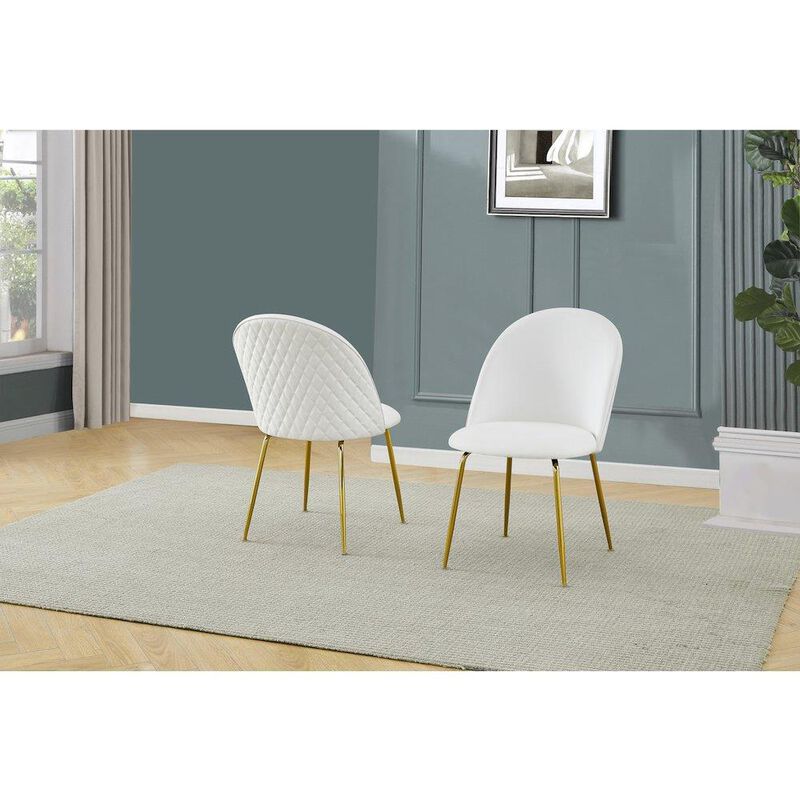 White faux leather side chairs - Set of 2