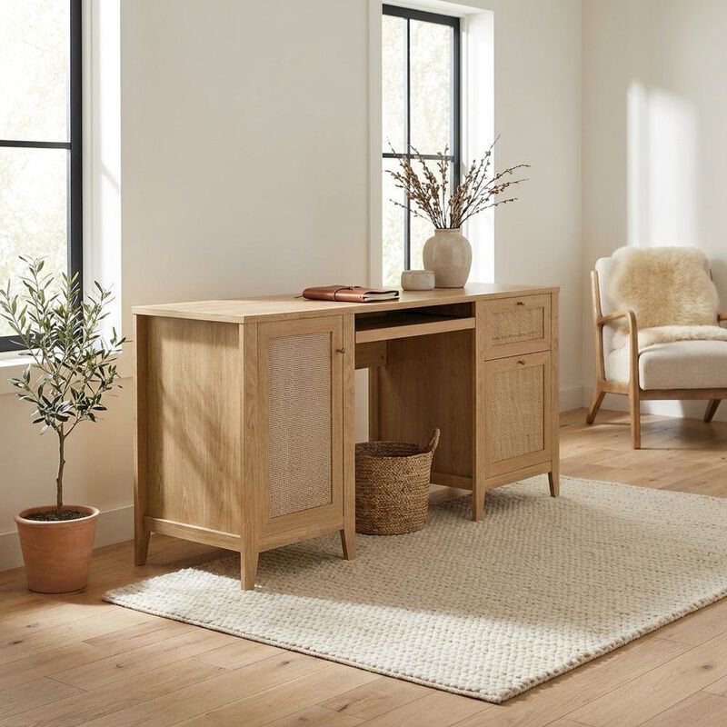 Black Office Desk with Spacious Work Surface and Modern Design image number 4