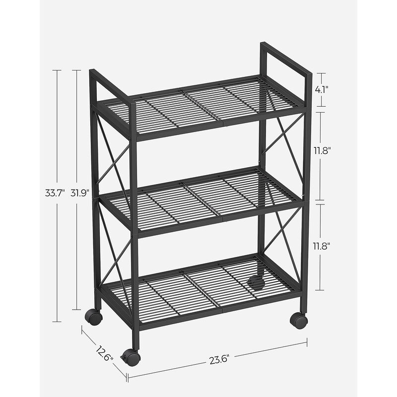 3-Tier Metal Storage Rack with Wheels