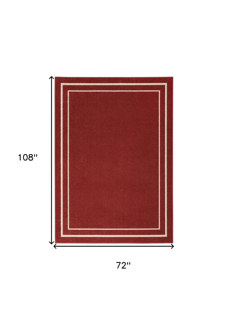 HomeRoots 6' X 9' Brick Red And Ivory Indoor Outdoor Area Rug image number 4